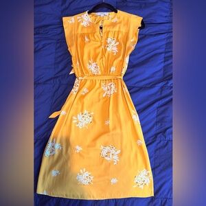 LOFT Golden Floral Dress XXS petite